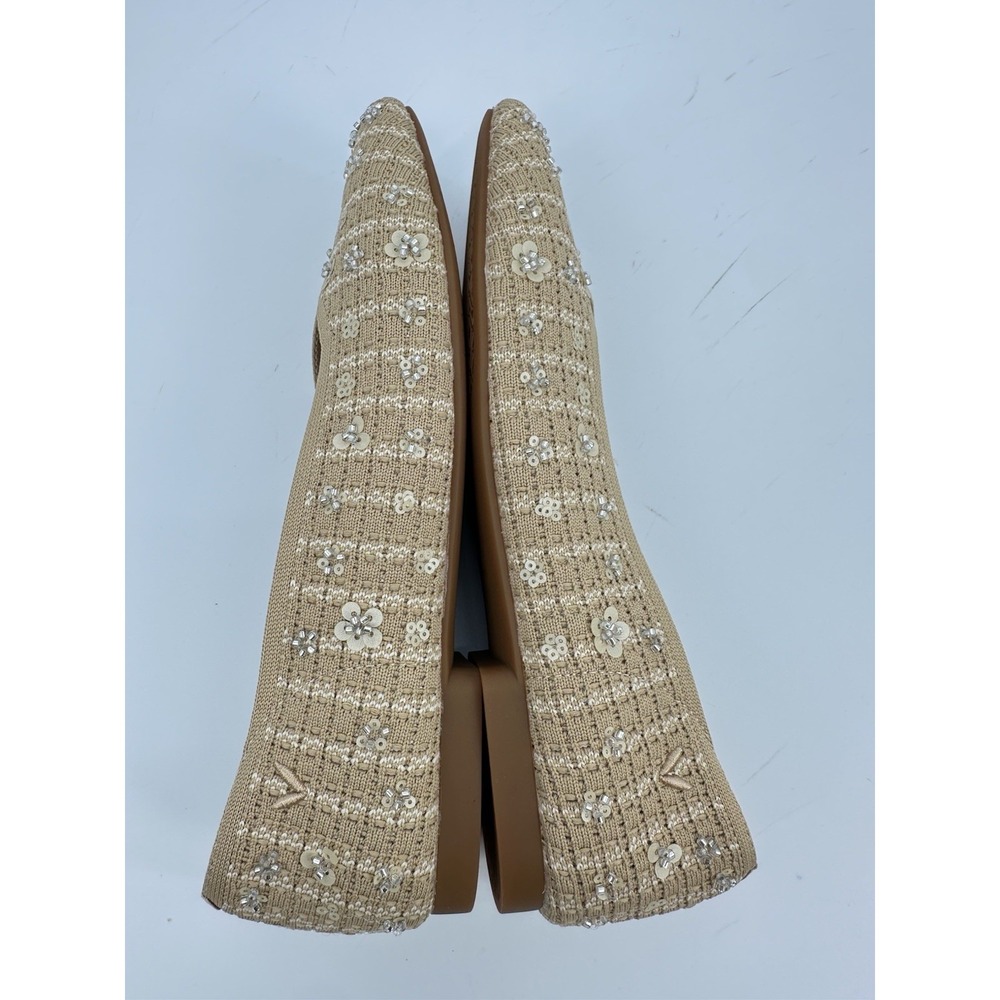 VIVAIA Margot 2.0 Square Toe V-Cut Knit Flats Beige Floral EU 39 US 8 NIB - Picture 13 of 14